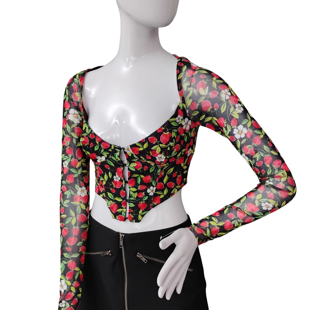 Revolve AFRM Grecian Top Noir Strawberry Size XS Sheer Mesh Overlay - Picture 2 of 13
